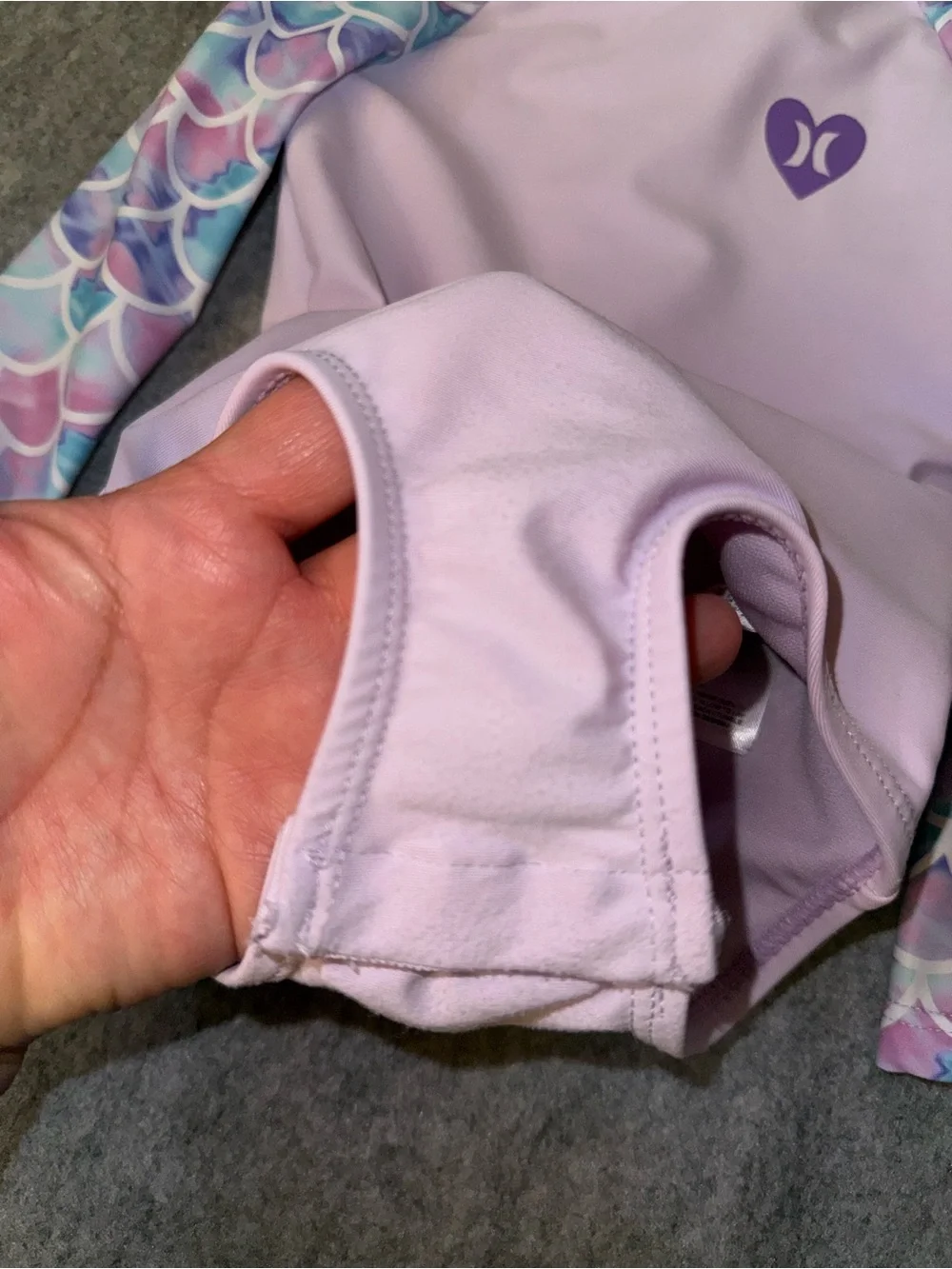 Hurley Girls' Lilac Long-Sleeve Mermaid Print Rash Guard Swimsuit